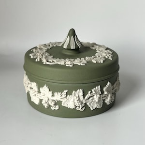 Vintage Wedgwood Trinket Box Sage Green Perfect Condition
