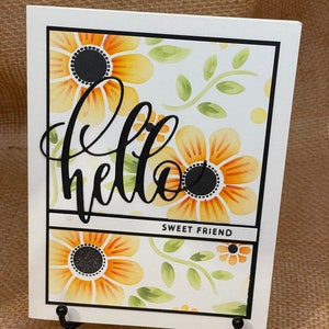 Hello Sweet Friend, Handmade card, Hello, friendship, flowers, floral, stamped, stenciled
