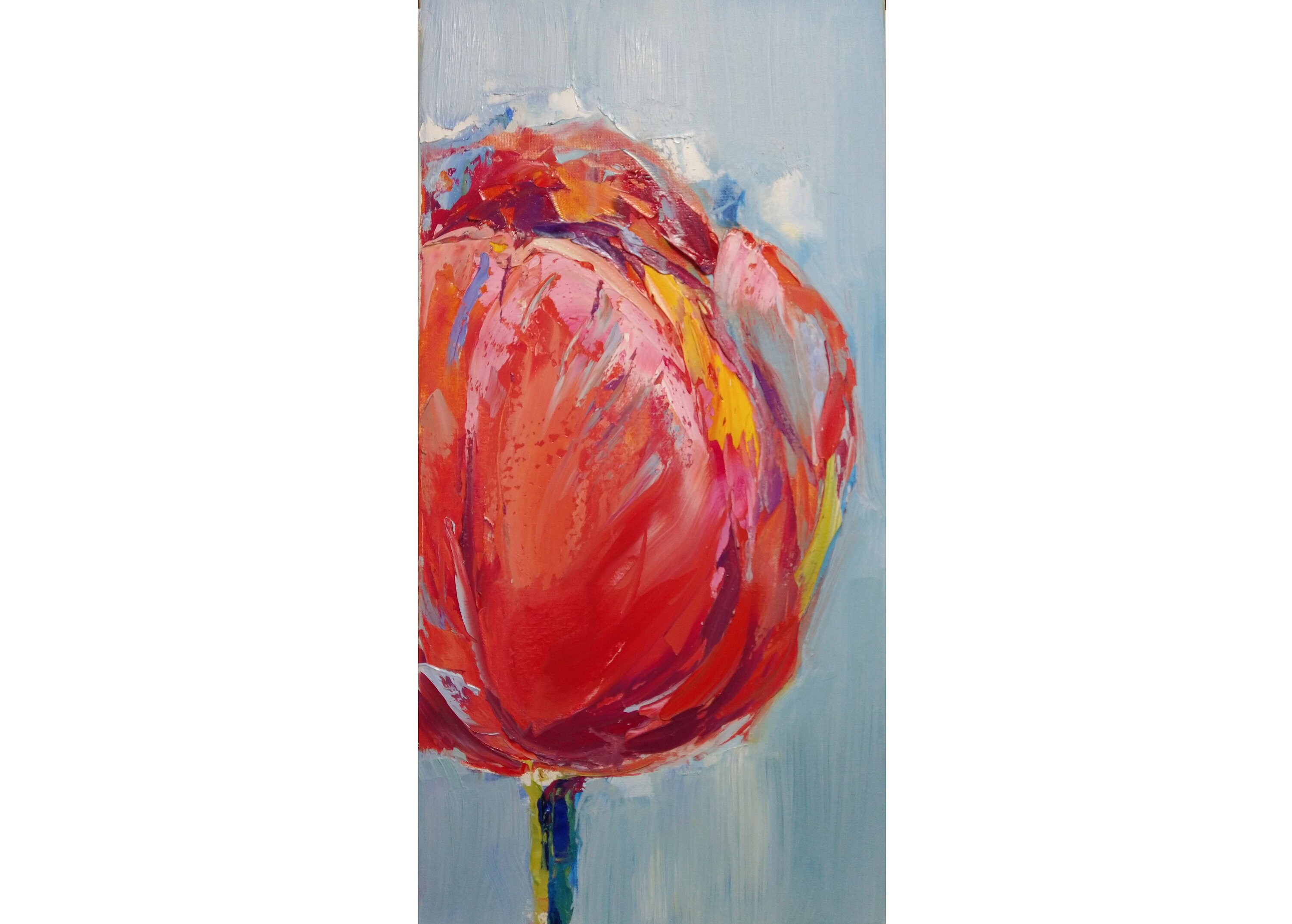 Original Tulip Oil Painting: Impasto Floral Art (10"x20") - Etsy