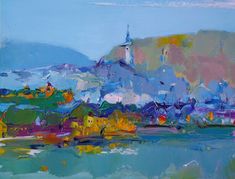 Original Oil Painting Wall Art Abstraction Moder Art Lake Etsy