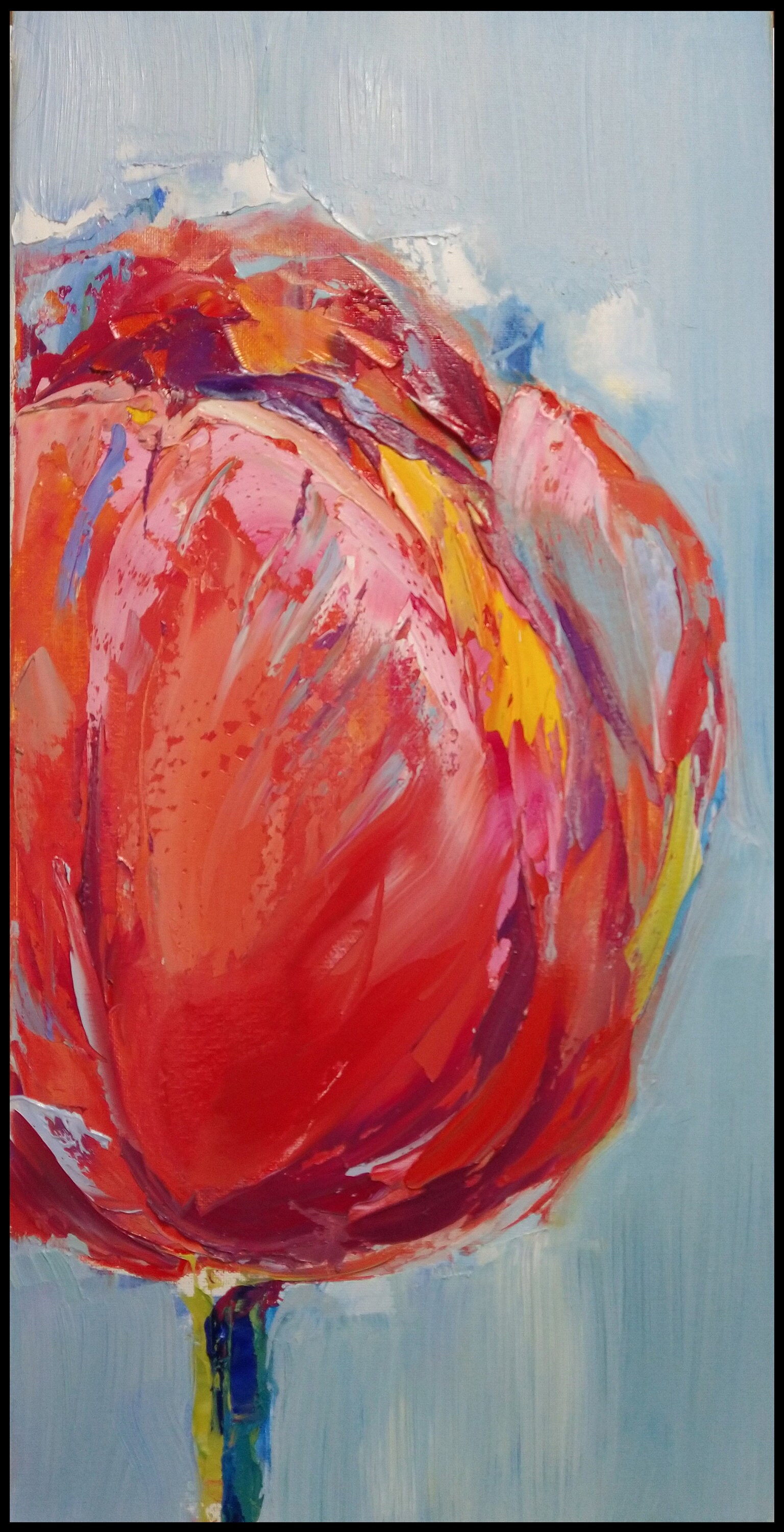 Original Tulip Oil Painting: Impasto Floral Art (10"x20") - Etsy