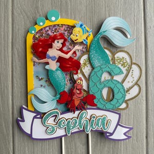 Ariel Little Mermaid shaker cake topper / Ariel cake topper / Little Mermaid Birthday party theme