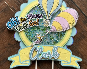 Seuss inspired cake topper /Seuss oh the places you’ll go /Seuss birthday party theme