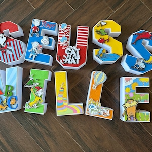 Seuss inspired 3d letters/ 3d letters /Seuss birthday party theme