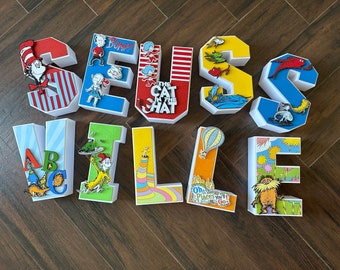 Seuss inspired 3d letters/ 3d letters /Seuss birthday party theme