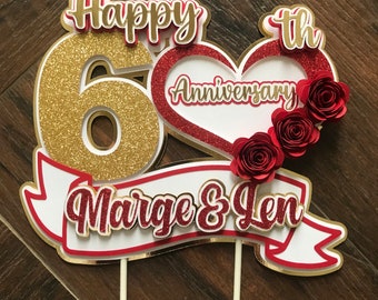 Anniversary cake topper / custom 60th Anniversary cake topper / 50th Anniversary / 40th Anniversary