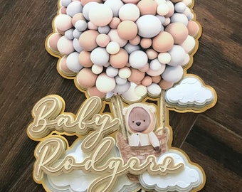 Hot air balloon Baby Shower cake topper / Baby Shower topper / gender reveal / Hot air balloon Birthday party theme