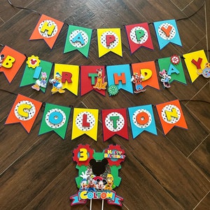 Mickey Mouse clubhouse Banner and cake topper/ Mickey Mouse clubhouse birthday party/ Mickey clubhouse party theme