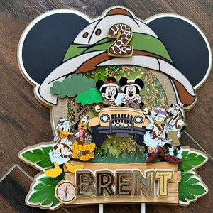 Mickey Mouse safari shaker cake topper/  Mickey Mouse safari birthday party / safari cake topper