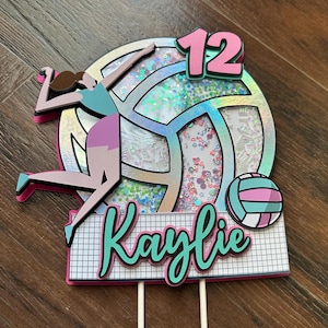Volleyball 3D shaker cake topper / Volleyball birthday party theme / Girl birthday topper