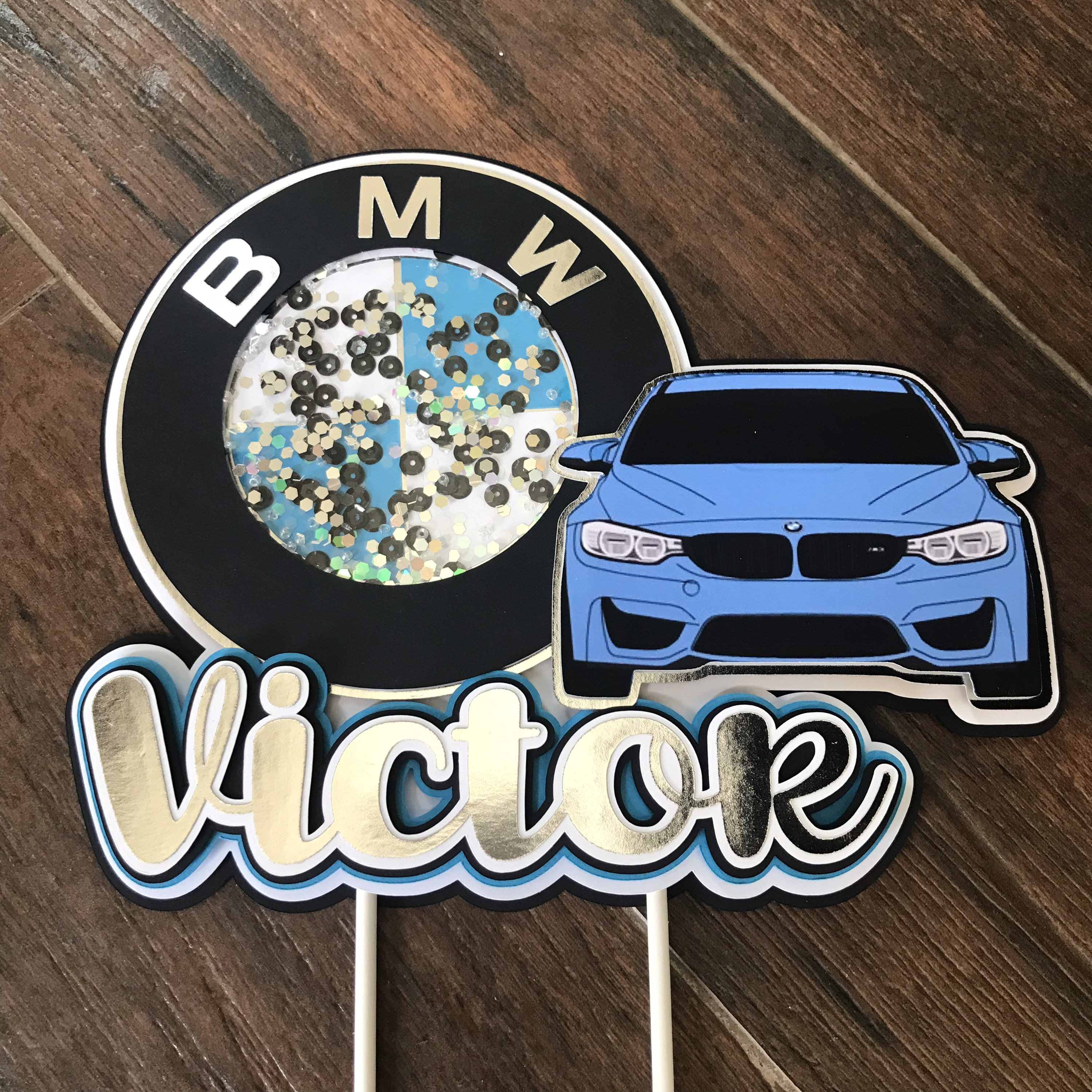 Ikasus Couple Cake Topper Figurines - Cute Blue Car & Home Decor For Valentine's Day, Parties, Gifts