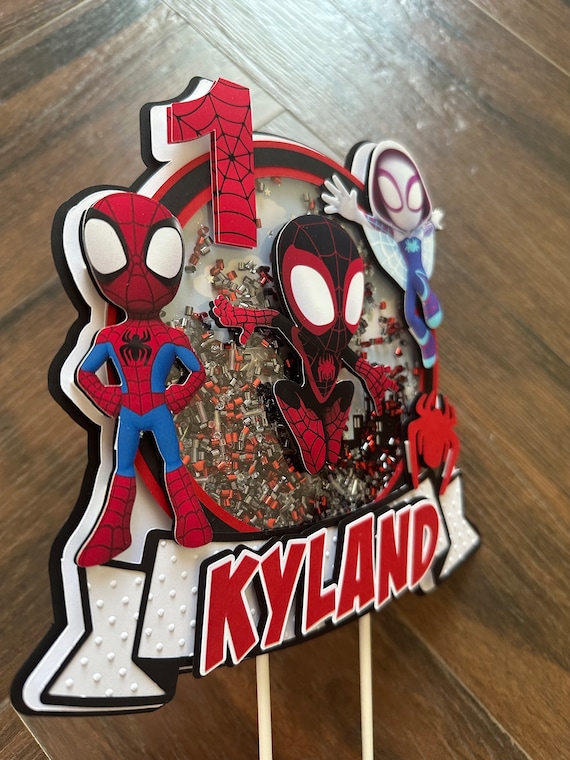 Spider Cake Topper For 4th Birthday – Glittery Boy's Party Decor, No Assembly Needed