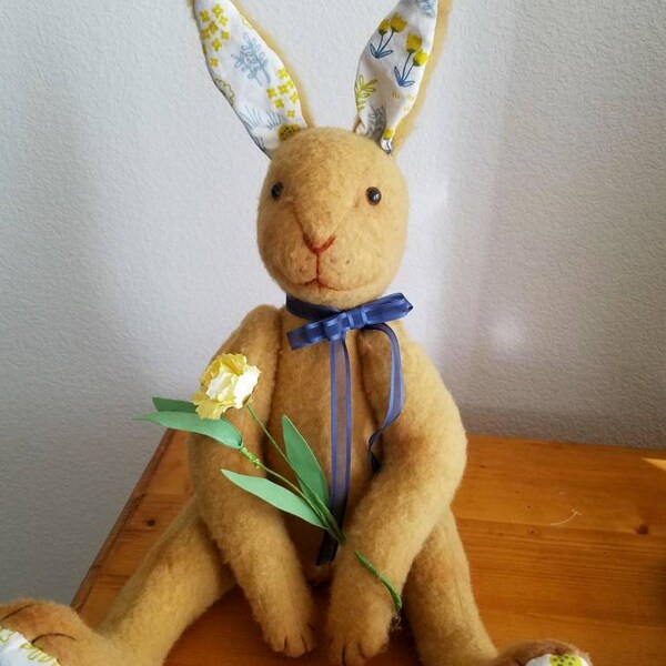 handmade cute beautiful OOAK rabbit bunny doll toy with flowers perfect spring mother's day gift