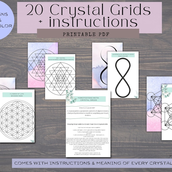 Crystal Grid Printable + Instructions | Crystal Printable| Manifesting With Crystals