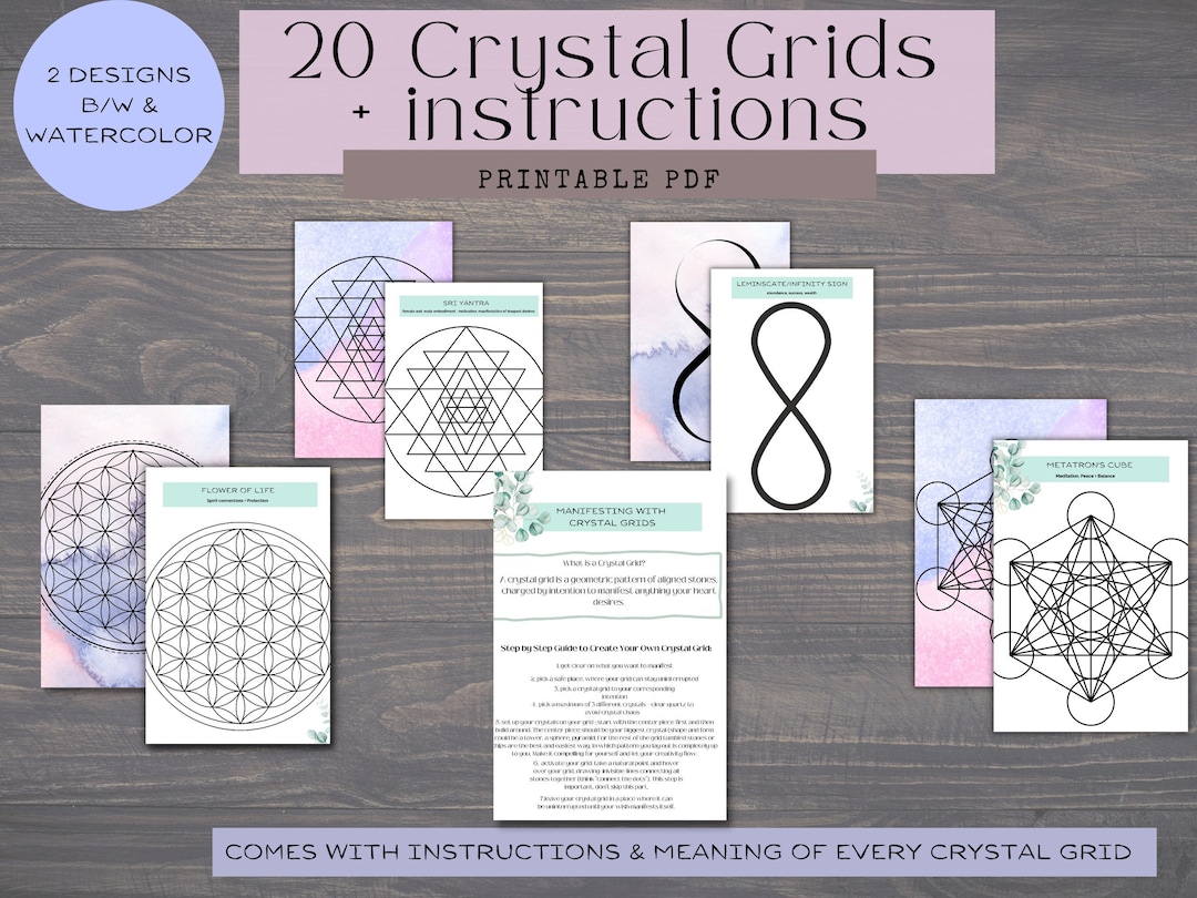 Crystal Grid Printable + Instructions | Crystal Printable| Manifesting ...