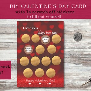 Messages d'amour à remplir pour la Saint-Valentin |Calendrier à gratter Saint-Valentin | Carte de Saint-Valentin | Fête de Galantine| Calendrier de la Saint-Valentin