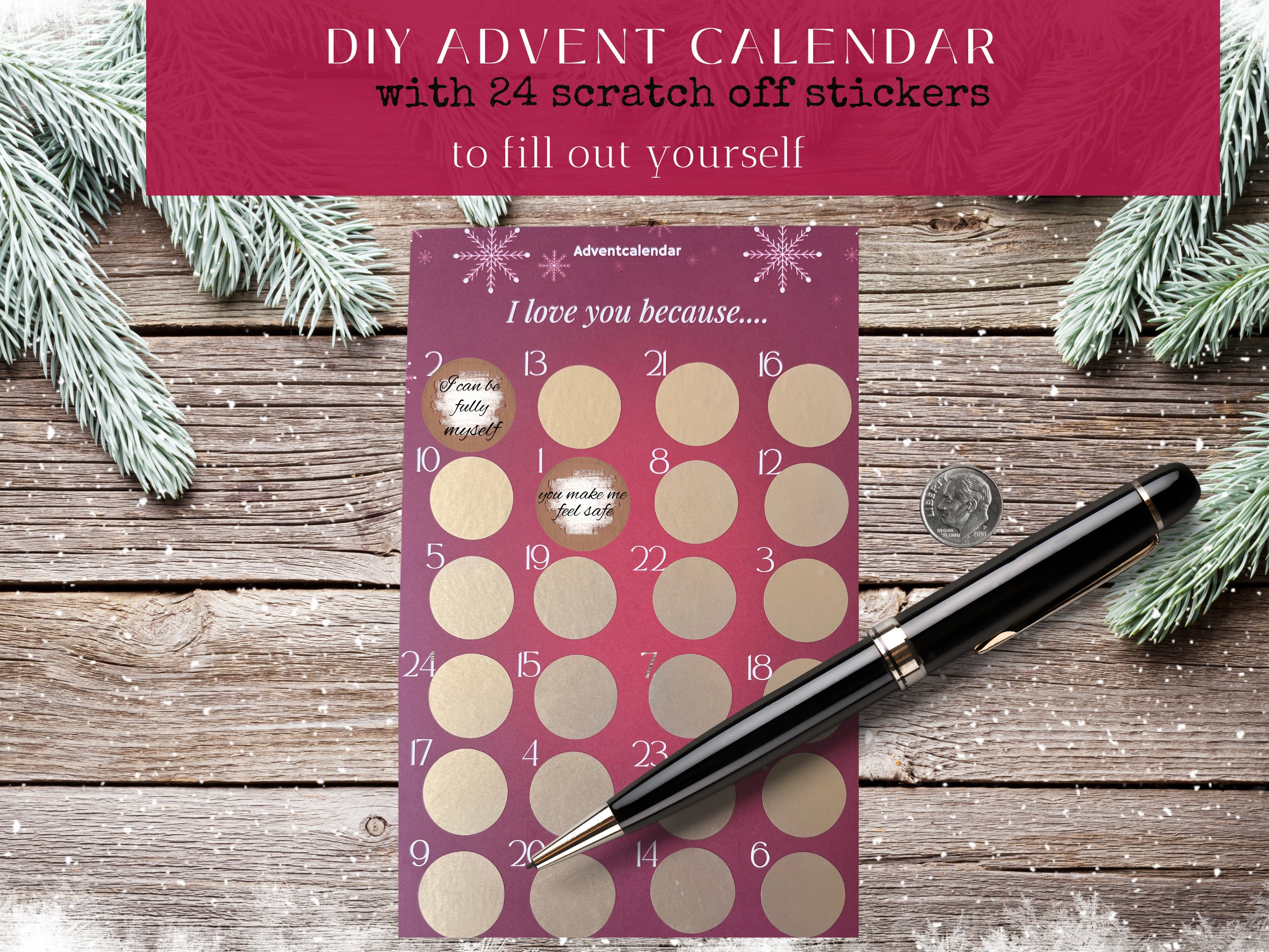 Fillable Love Messages Advent Calendar scratch off Advent Etsy