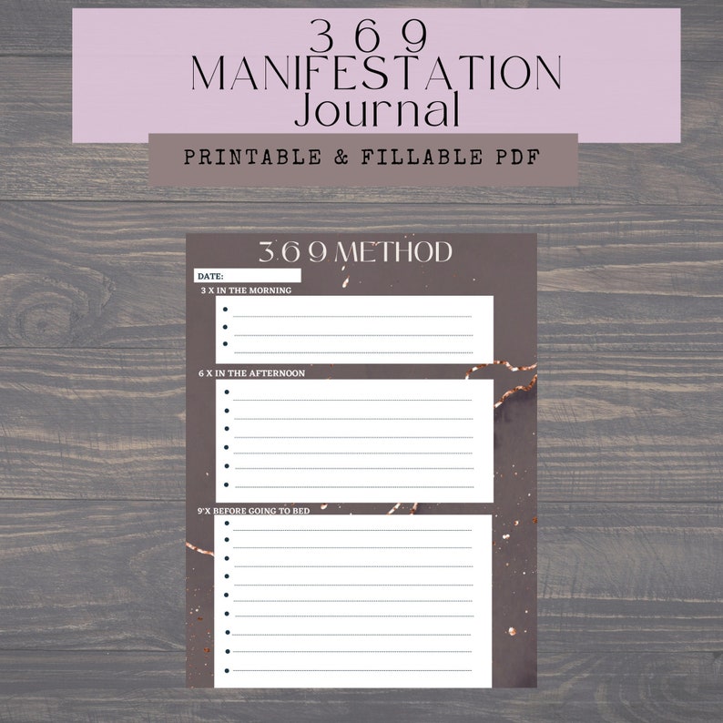 369 Manifestation Journal | Printable & Fillable PDF | 369 Method - Etsy