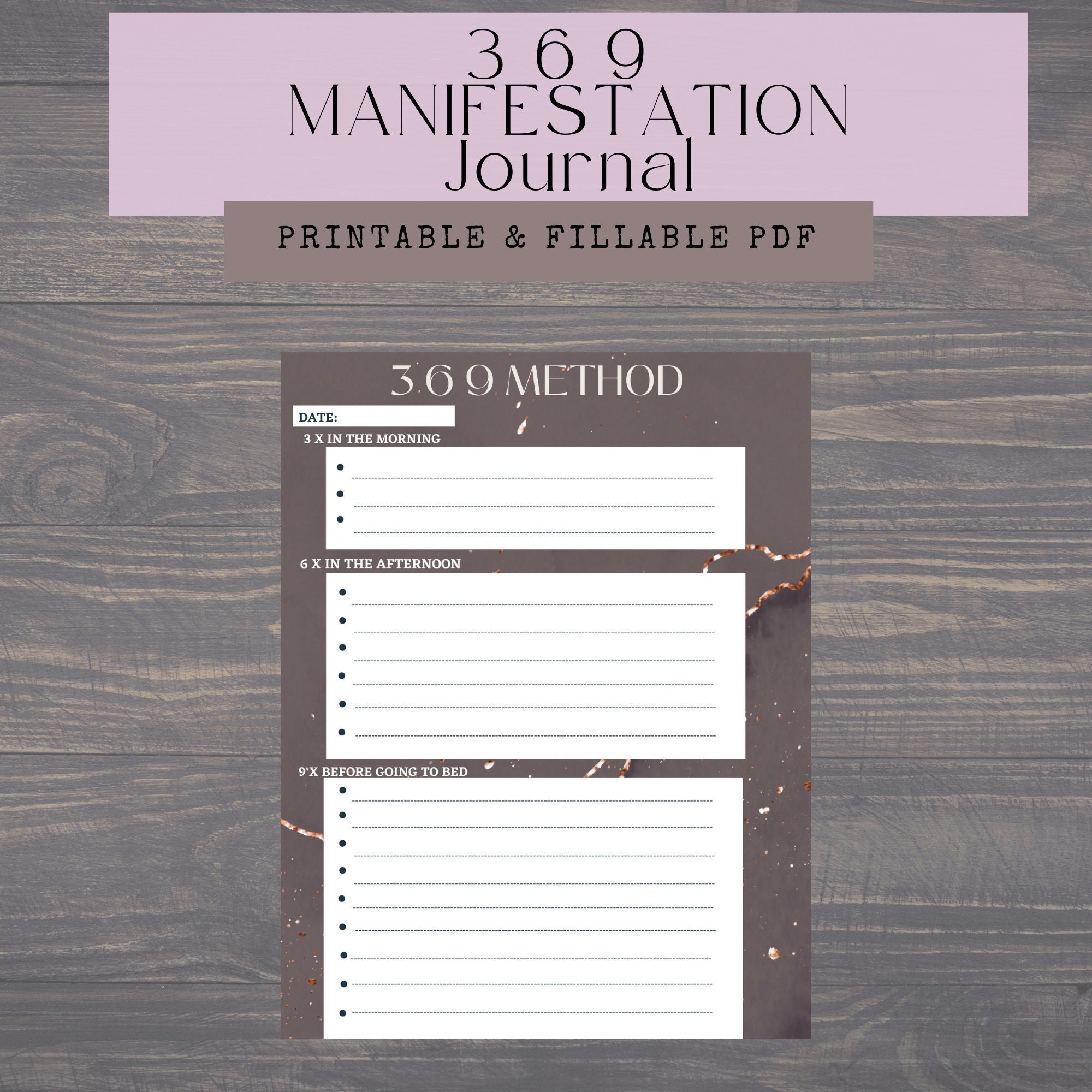 369 Manifestation Journal | Printable & Fillable PDF | 369 Method - Etsy