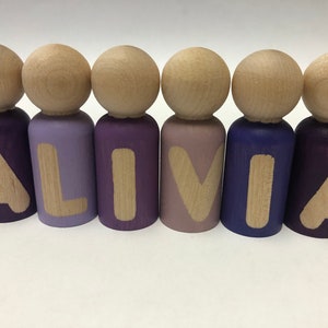 Custom Name Peg Dolls| Peg Doll Set| Wooden Peg Dolls| Peg Doll Name Set| Personalized Peg Dolls| Peg Dolls| Wooden Toys| Montessori