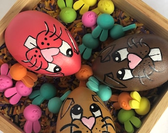 Bunny Egg | Wooden Easter Eggs| Easter Basket| Preschool Easter Basket| Easter Gifts for Kids| Easter Bunny| Easter Toys| Preschool Easter
