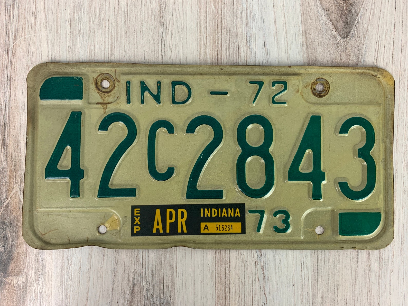 INDIANA 1972 License Plate Good Condition 42C2843 Etsy