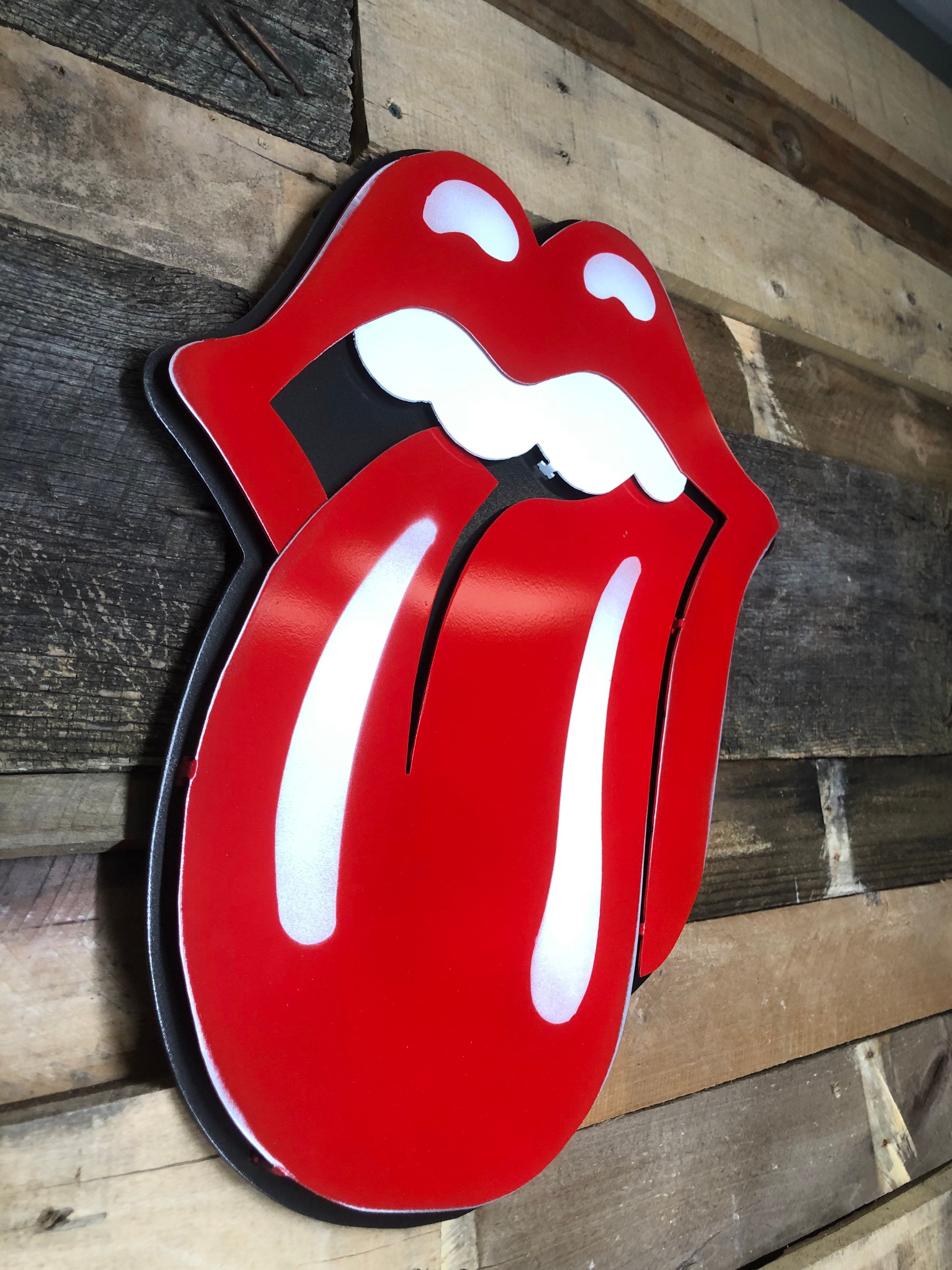 Rolling Stones Tongue lips metal wall art plasma cut home decor gift idea 