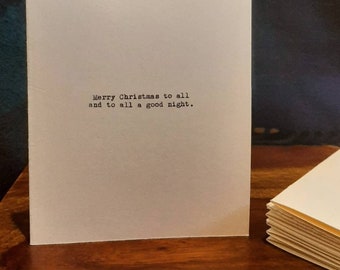 Set of 5 CUSTOM Typewritten Holiday & Christmas Cards | Typed on 1941 Underwood Typewriter | Minimalist Greeting | Hand-Printed Cards