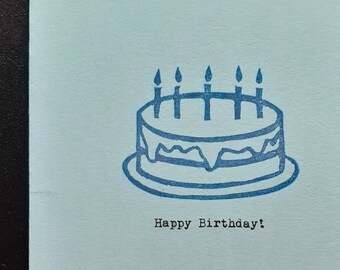 Typewritten Custom Birthday Card | Blue | Happy Birthday Greeting | Vintage Style Card | Retro | Hand Typed on Antique Underwood Typewriter