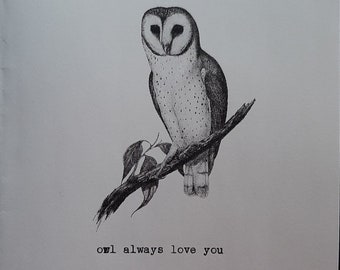 Owl Always Love You Typewritten Greeting Card | Love | Animal | Valentine's Day | Vintage Style Card | Typed on Antique Underwood Typewriter