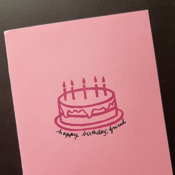 Custom Birthday Card | Hand-Styled & Printed | Pink Greeting Card | Vintage Style Card | Retro | Handwritten with Kaweco Sport Fountain Pen