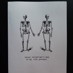 Skeleton Sweethearts Typewritten Greeting Card | Love | Death | Valentine's Day | Vintage Style Card | Typed on Antique Underwood Typewriter