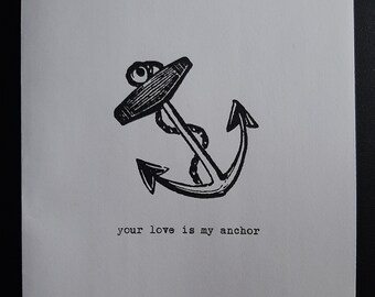 Nautical Nothings Typewritten Greeting Card | Love | Anchor | Valentine's Day | Vintage Style Card | Typed on Antique Underwood Typewriter