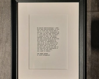 Bespoke Framed Typewritten Quote | Custom Text Art | Song Lyrics | TV Show Quotes | Literary Quotes | Poems | Graphic Word Art | Home Decor