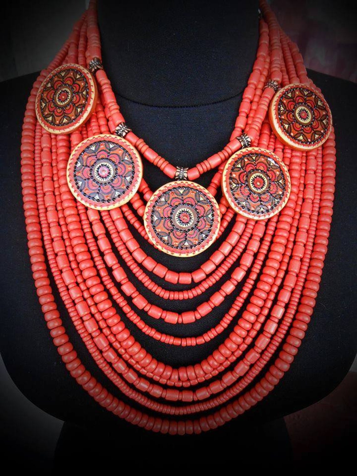 Traditional Ukrainian necklace made of ceramic beads and Etsy