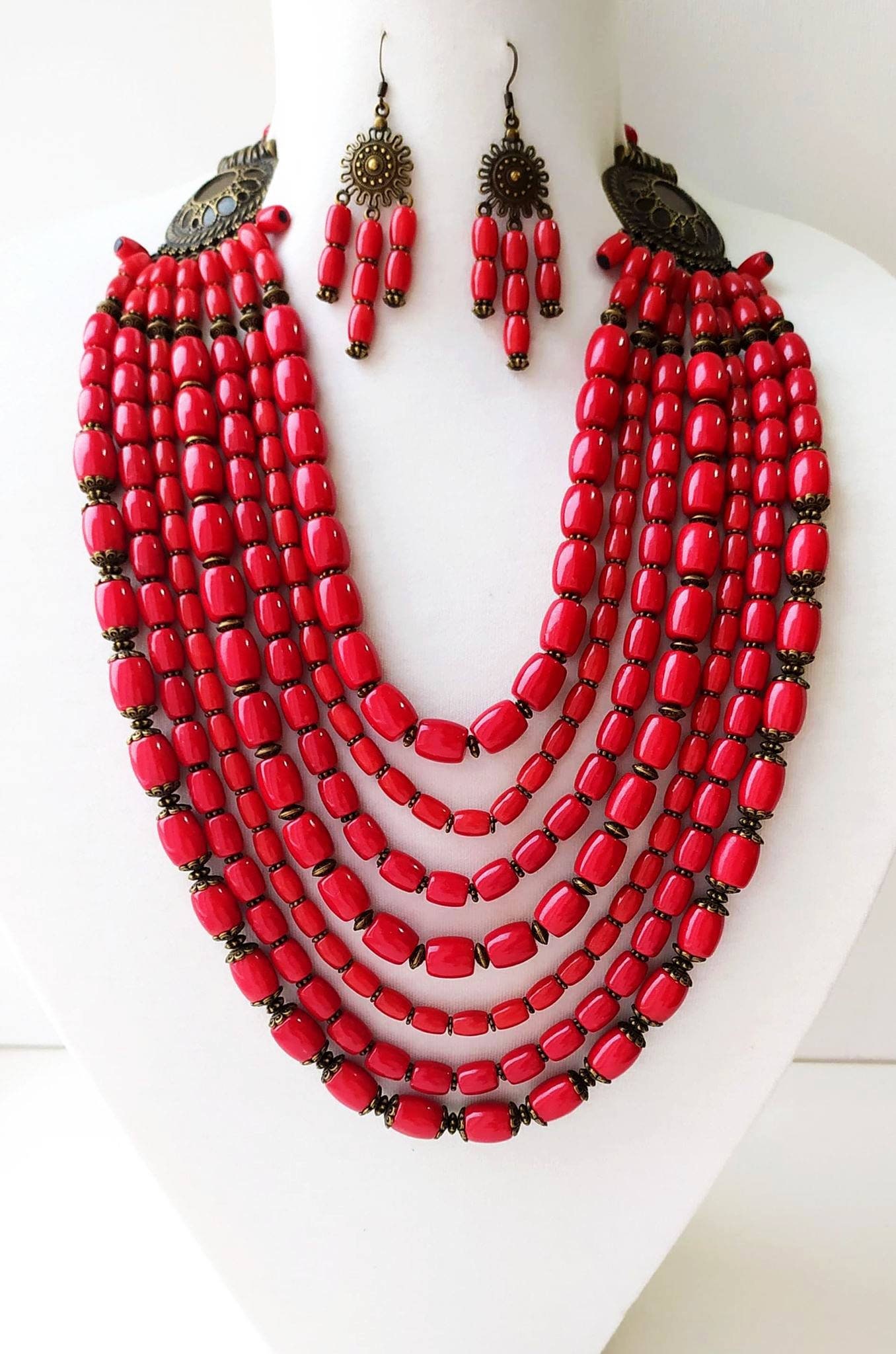 Natural Red Coral Necklace. Ukrainian Traditional Jewelry Red Etsy