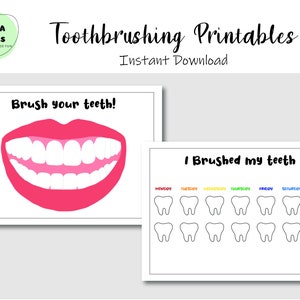 Actividades de cepillado de dientes Imprimibles / Tabla de recompensas de cepillado de dientes / Aprendizaje de niños en edad preescolar / Educación en el hogar / Higiene oral / PreK