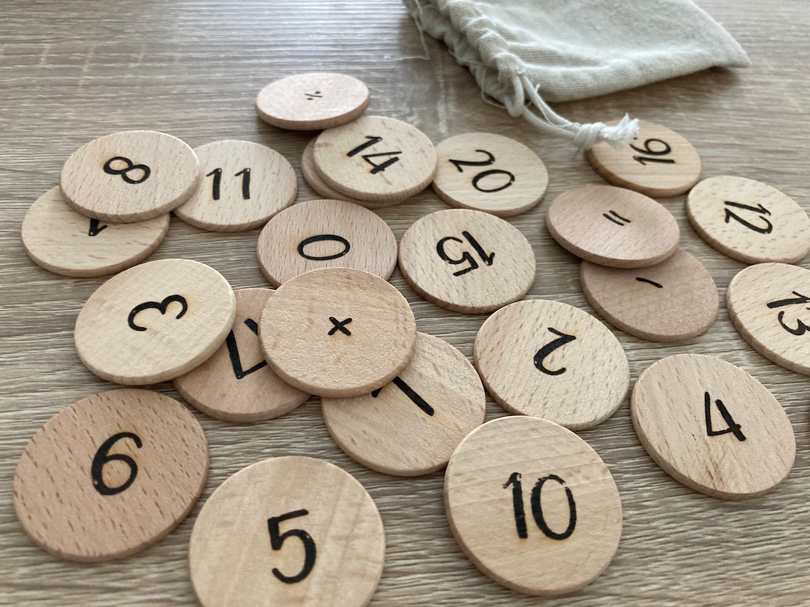 Wooden Number Discs Learning Numbers Math Waldorf | Etsy