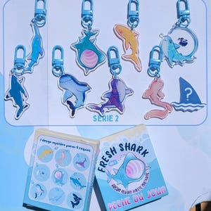 Blindbox requin - mystery shark - 9 designs à découvrir - porte-clés accessoire de décoration - illustrations originales