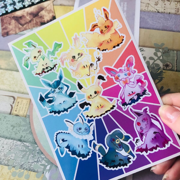 Stickers sheet mimiqui evolitions - pokemon