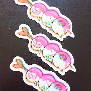 Stickers unitaire brochette dango Japonais oeil - eyes stickers mignon - papier stickers glossy résistant à l'eau