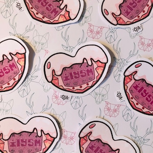 Stickers saint valentin Tamagotchi Coeur - ILYSM - autocollant illustration originale - papier adhésif languette de marquage - heart - love