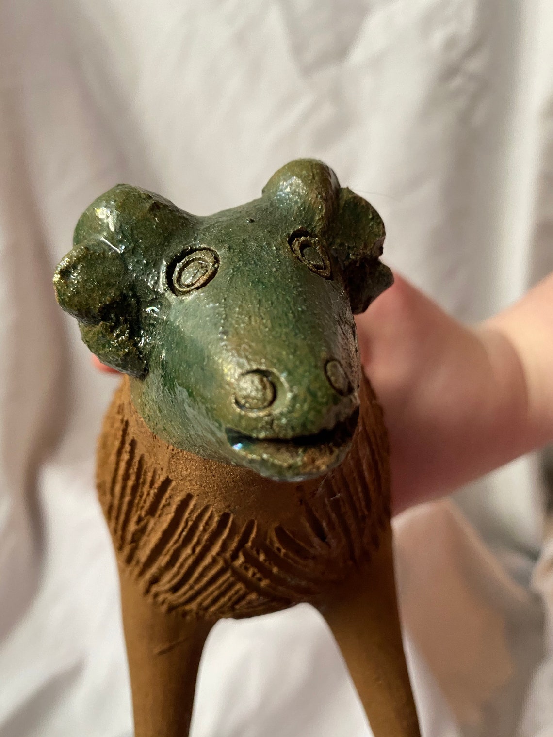 Vintage Ram Chia Pet like Terracotta Figurine Made in Mexico Etsy