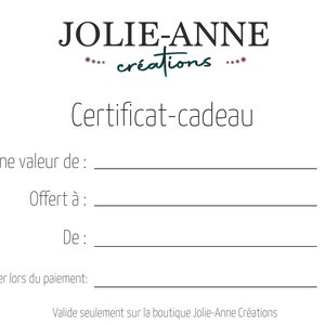 Carta regalo, buono regalo, buono regalo valido solo sul negozio Jolie-Anne Créations