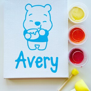 Disney Pooh Bear Inspired DIY Painting Art Canvas Kit Personalized Gift for Kids / Toddlers
