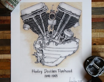 HARLEY DAVIDSON Fork FL & FX Blueprint Drawing poster print Shovelhead panhead 
