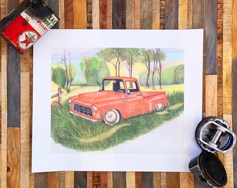 Chevrolet Chevy 3100 Classic Pickup Truck Hot Rod Art Print Picture from Original Painting Numbered Signature