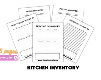 Kitchen Inventory, Freezer Inventory, Fridge Inventory, Digital Download