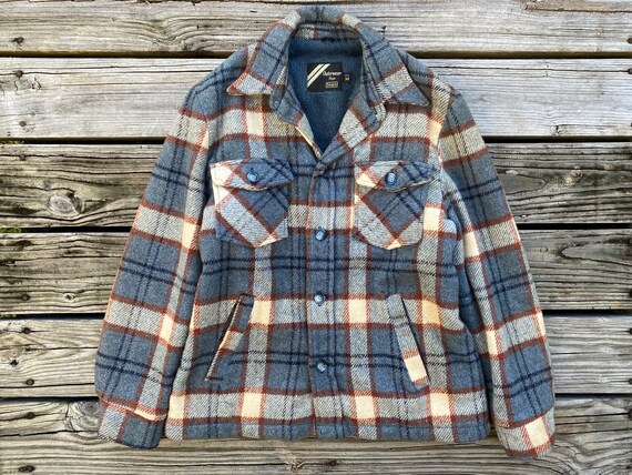 1970s L/XL Outerwear From Sears Flannel Shirt Plai