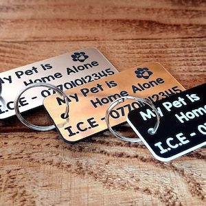 Gepersonaliseerde huisdierveiligheidssleutelhanger - aangepast contactlabel voor noodgevallen voor huisdieren | Essentieel legitimatiebewijs voor verloren of gevonden situaties